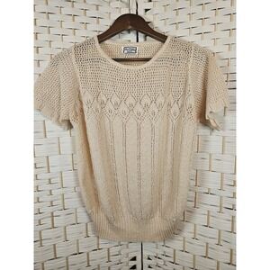 Vintage Kenneth Too Womens Medium Crochet Top Romantic Classic Cottagecore